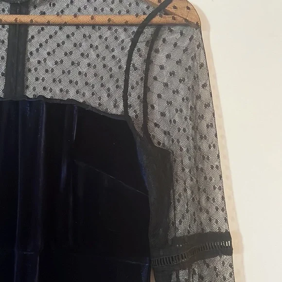 A. B. S. Collection Navy and Black Mini Dress with Velvet and Lace Details - Picture 4 of 13